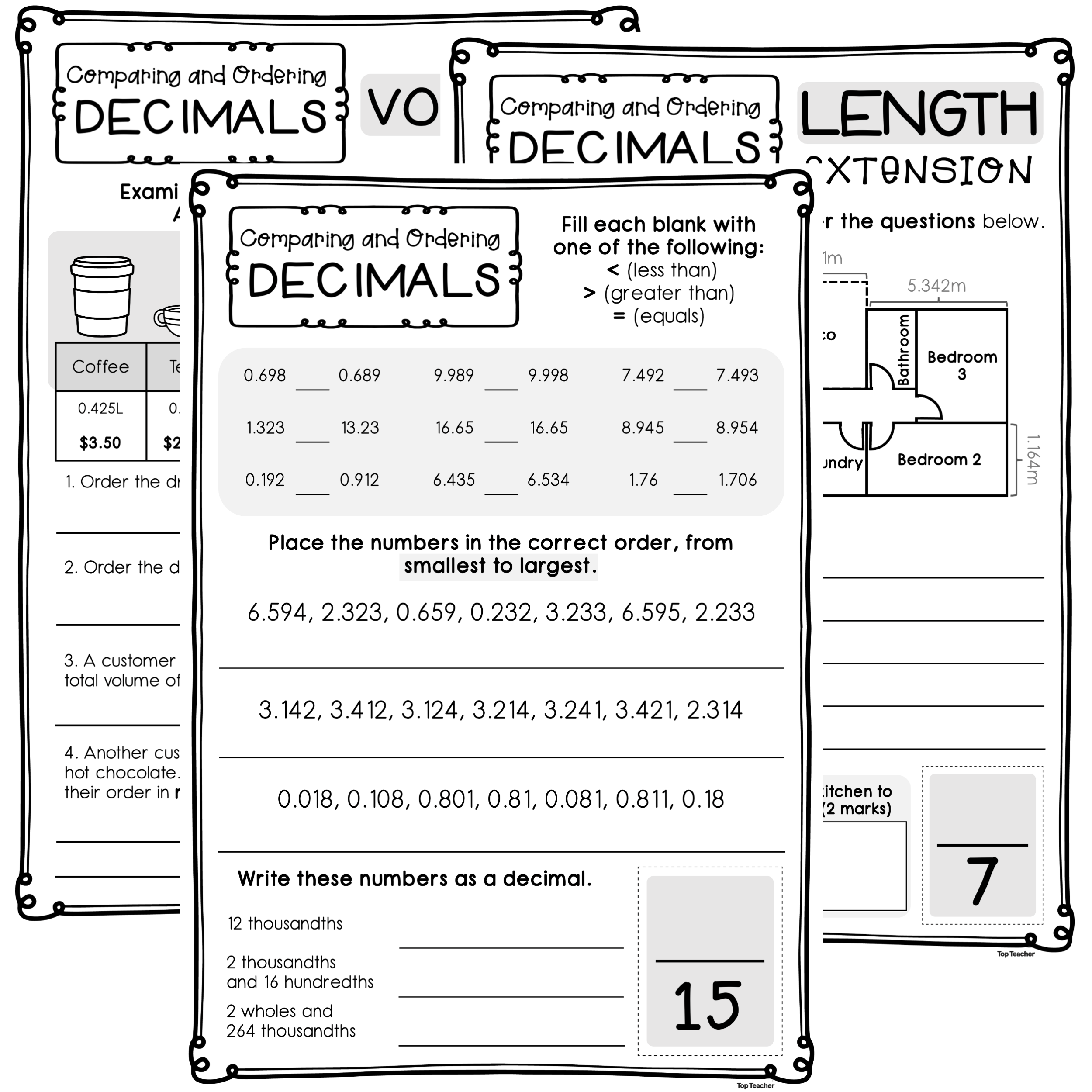 Comparing Ordering Decimals Worksheets Top Teacher