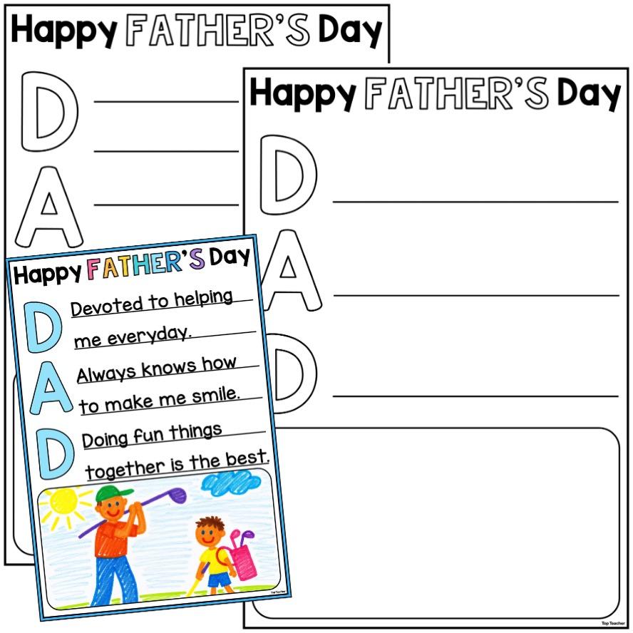 Father's Day Acrostic Poem Cover Image Top Teacher