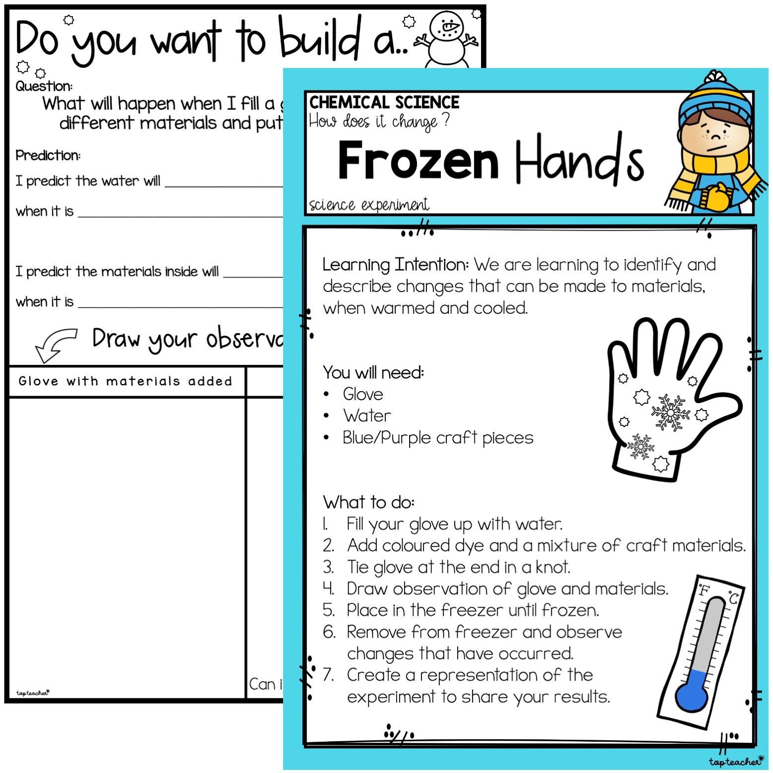 Frozen Hand Experiment and Craftivity - Top Teacher