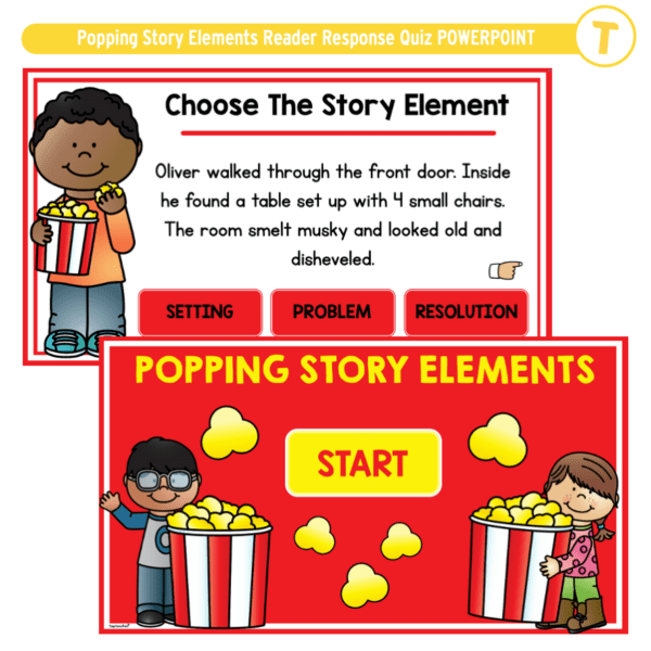 Popping Story Elements Reader Response Quiz POWERPOINT - Image 2