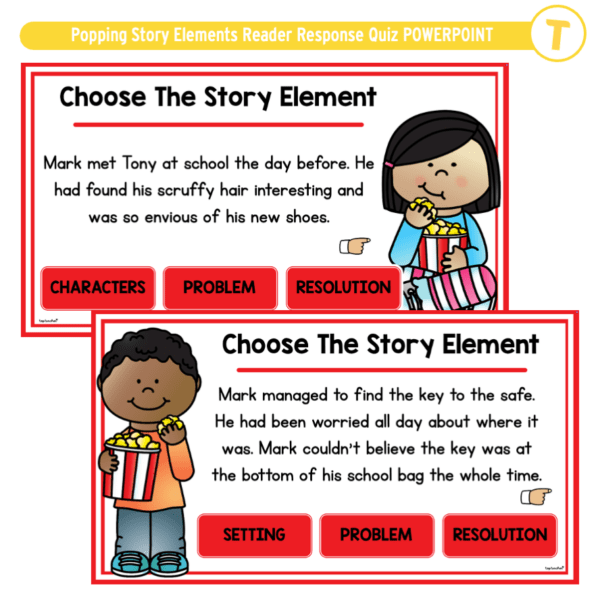 Popping Story Elements Reader Response Quiz POWERPOINT - Image 3