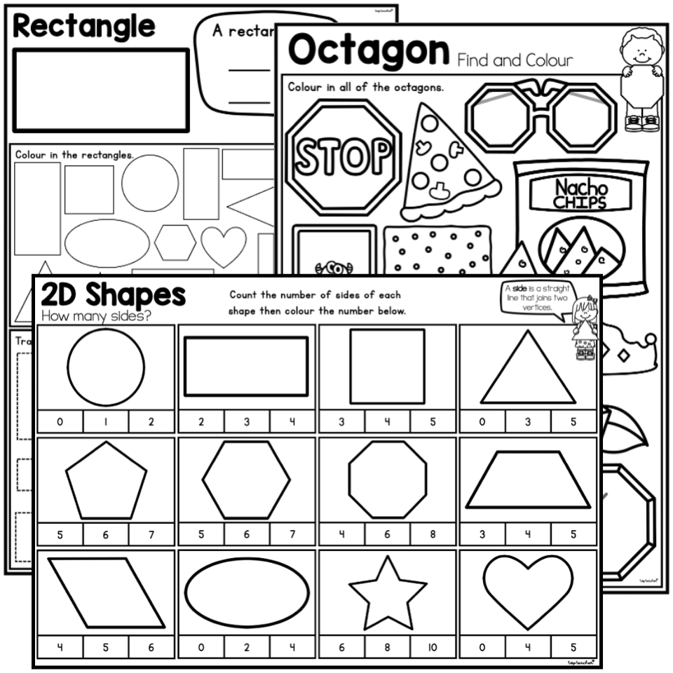 2D Shapes Worksheet PACKAGE - Top Teacher