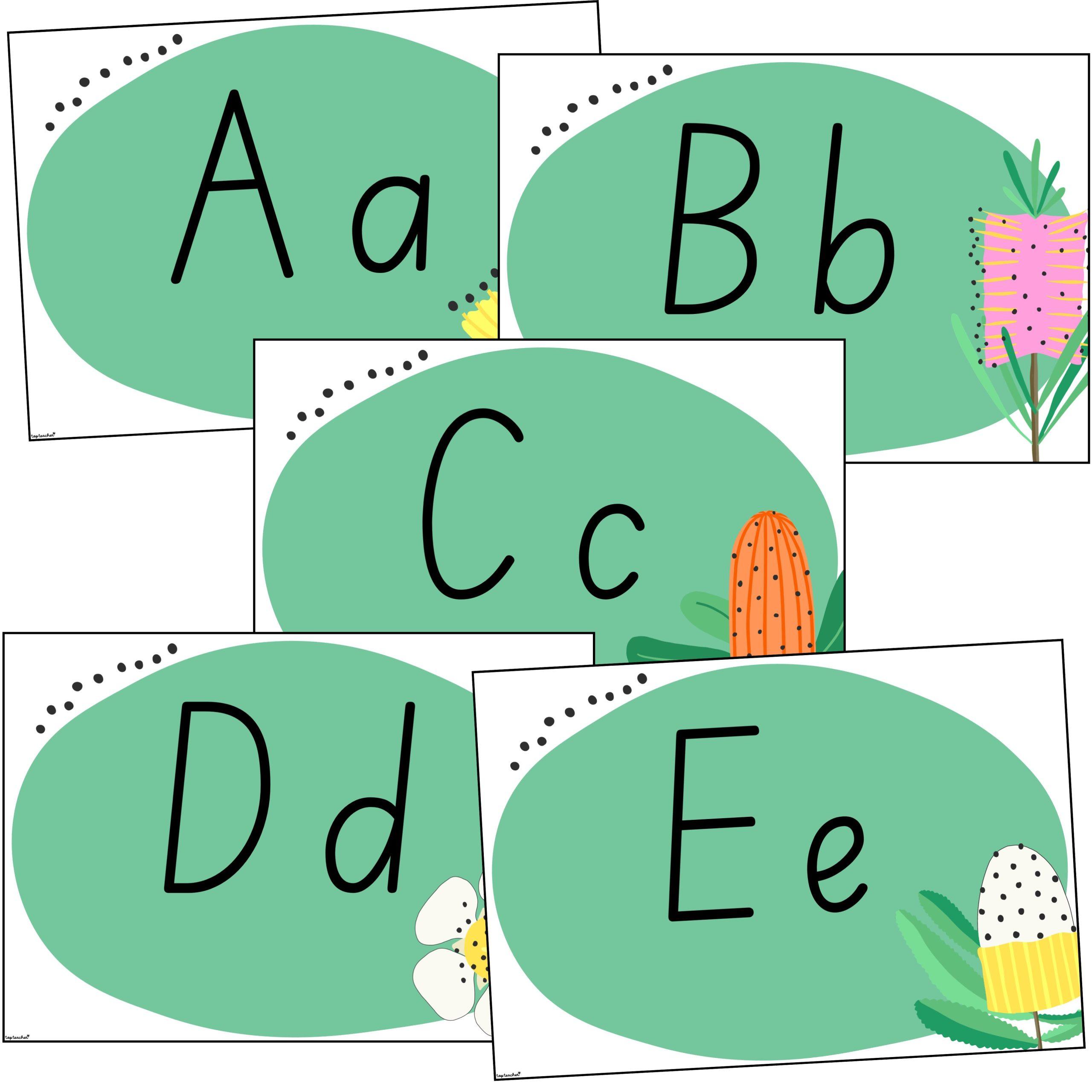 Alphabet Cards Let’s Bloom White STATE FONTS - Top Teacher