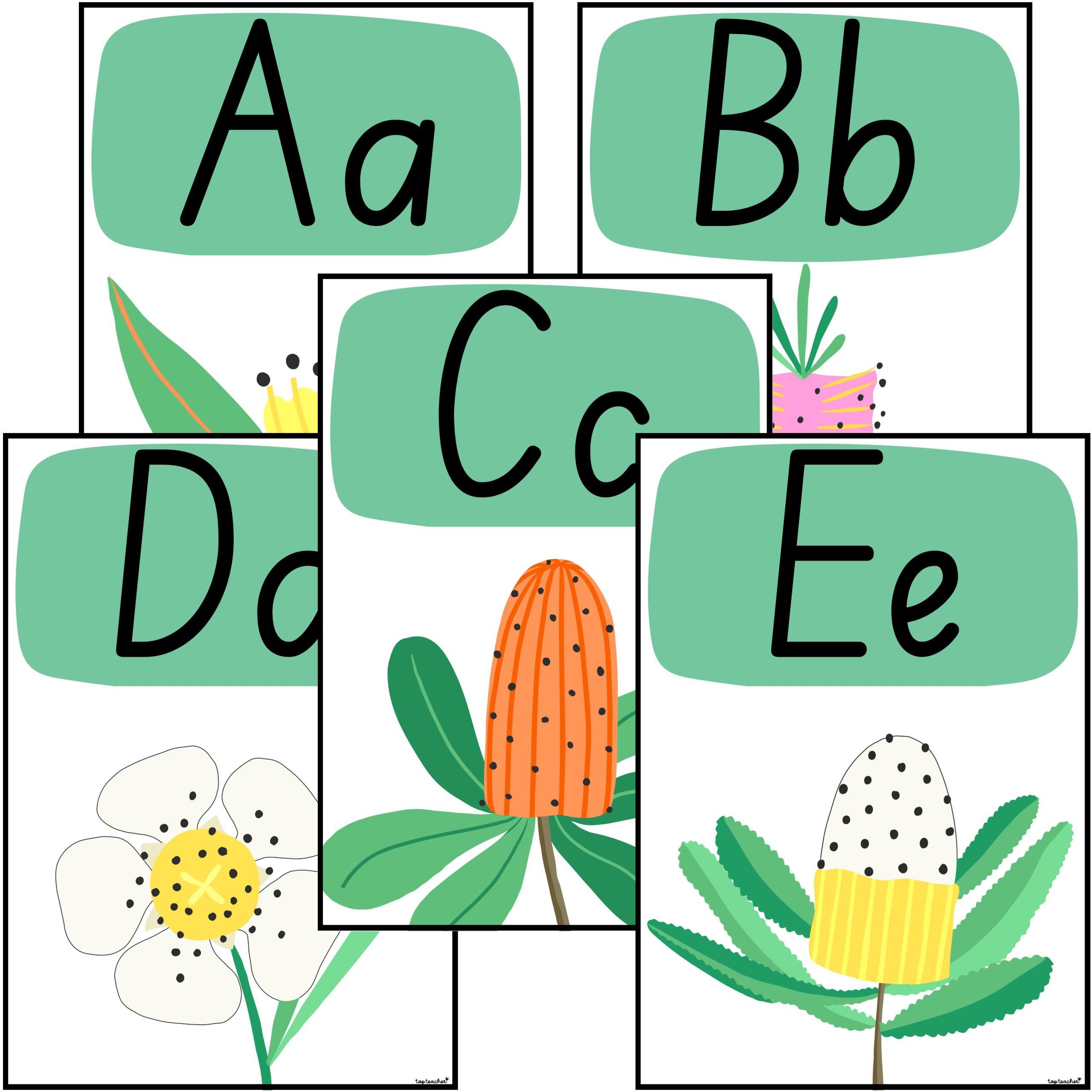 Alphabet Posters Let’s Bloom Flower STATE FONTS - Top Teacher