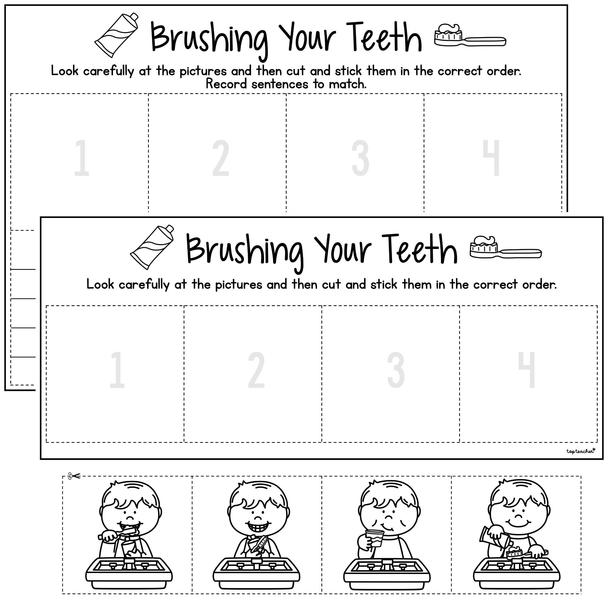 Sequencing Worksheets: Brushing Your Teeth - Top Teacher