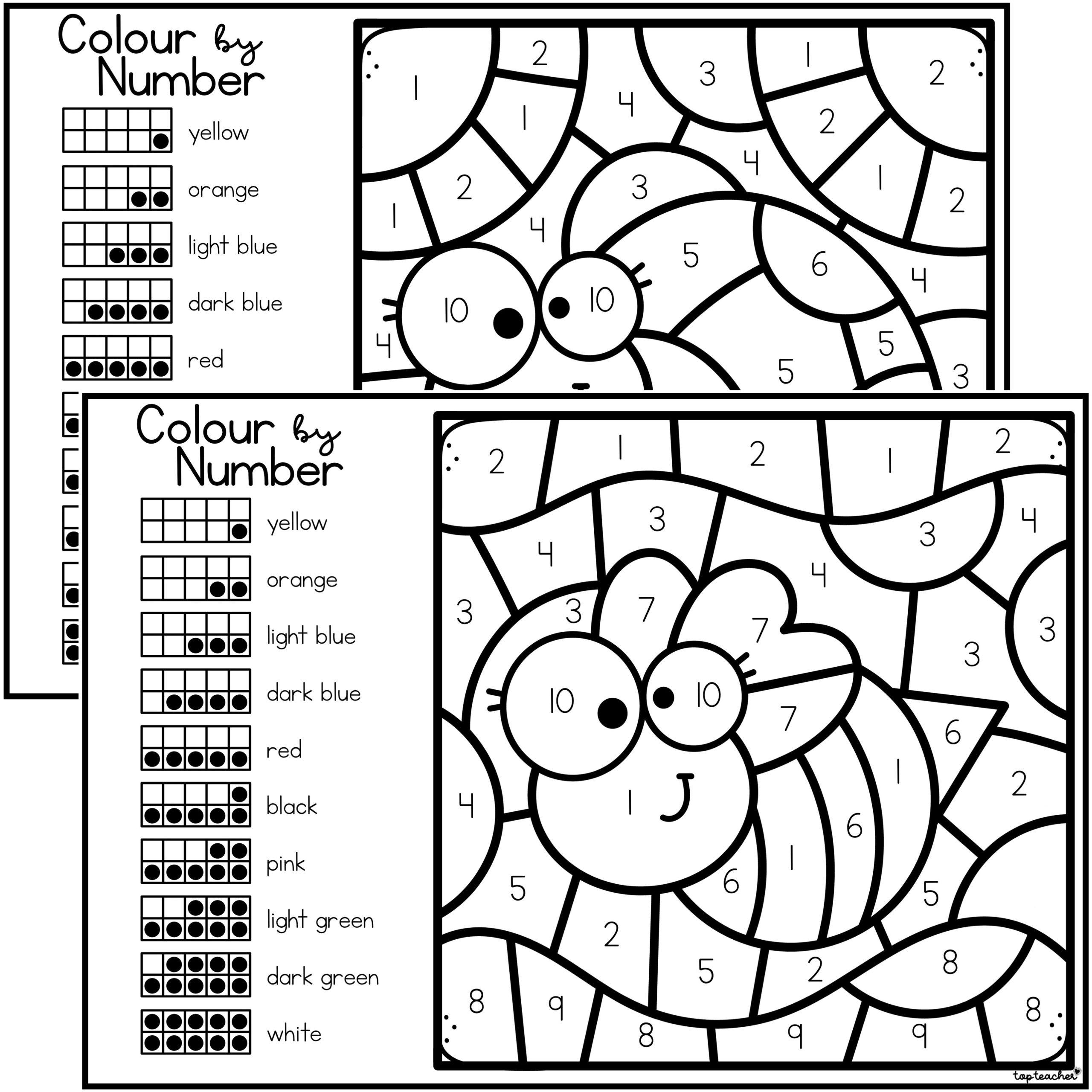 Colour By Number Subitising Worksheets Top Teacher 2530