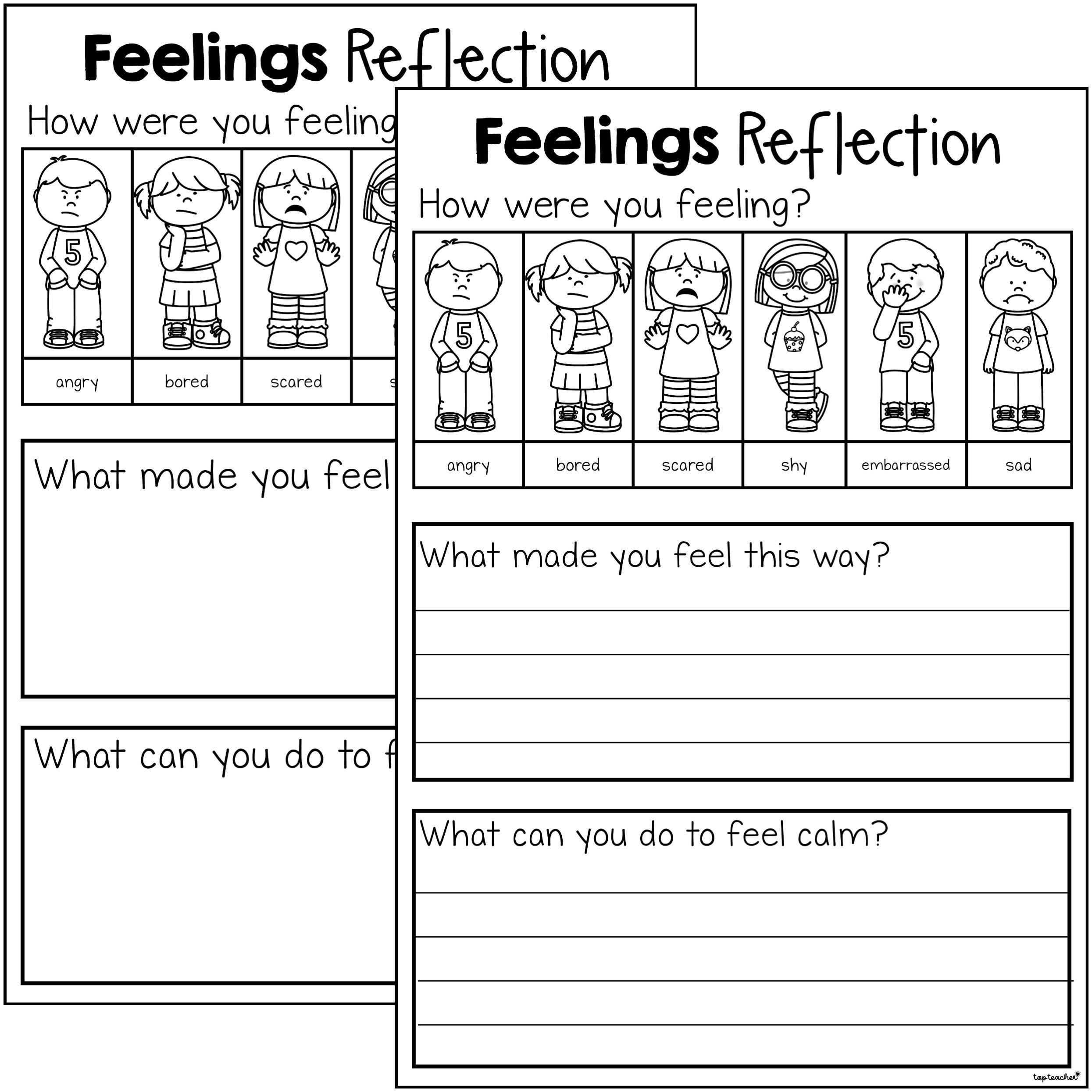 Feelings Reflection Template - Top Teacher