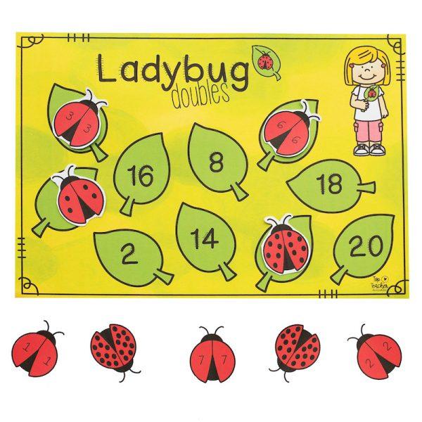 Ladybug Doubles Matching Game & Worksheet - Image 2