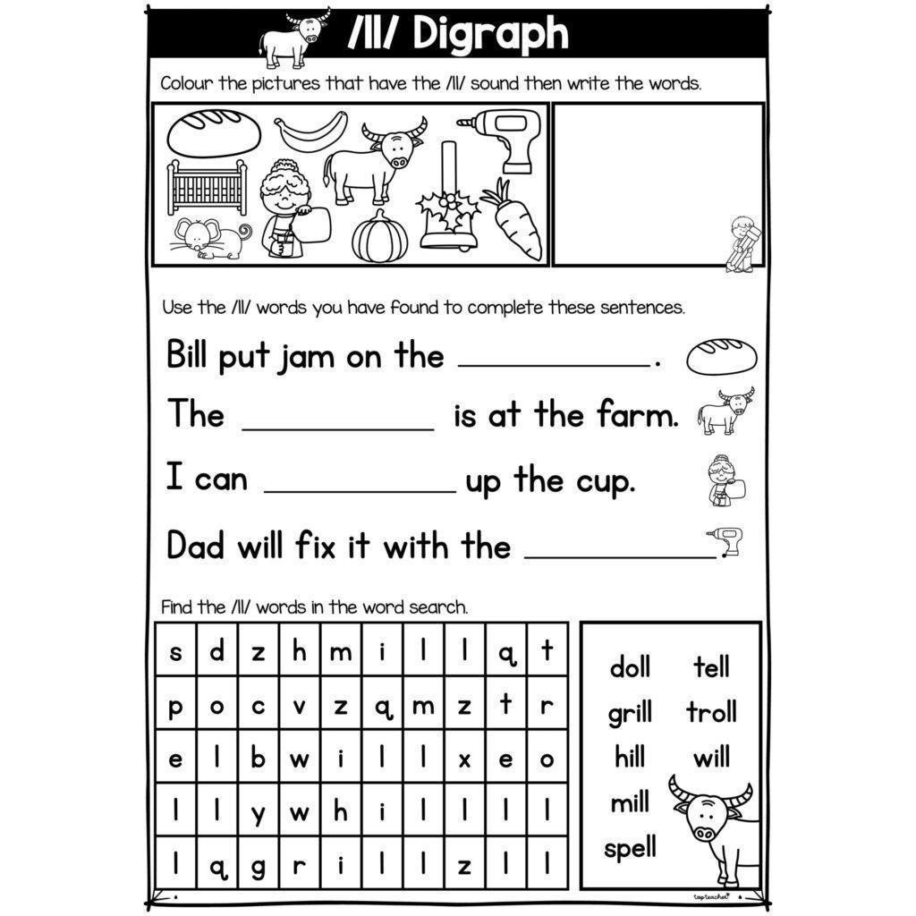 Phonics Digraph LL Worksheet – Top Teacher