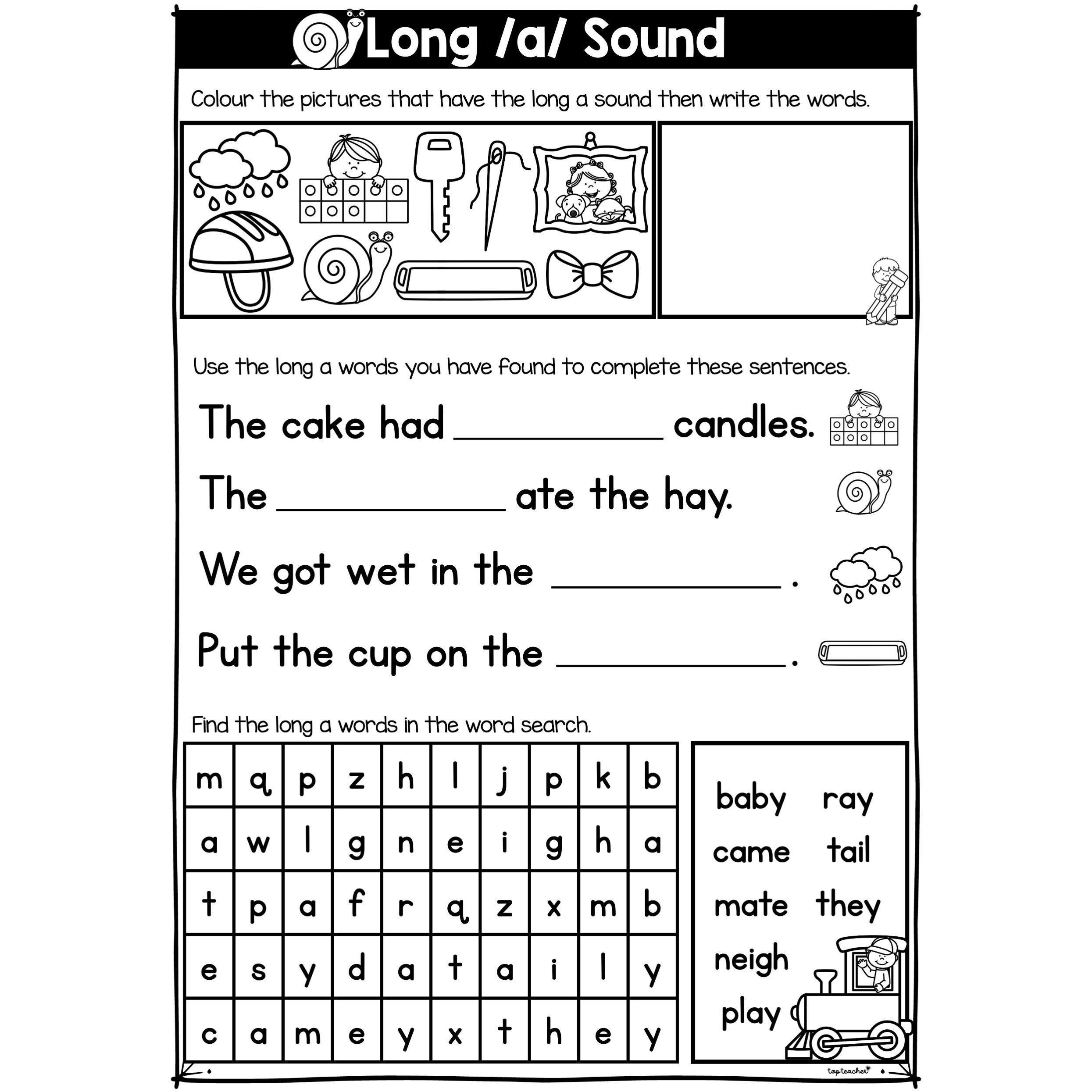 Long /a/ Worksheet - Top Teacher