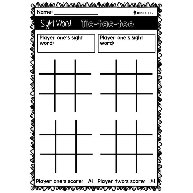 Sight Word Games: Tic-Tac-Toe - Sight Words, Reading, Writing, Spelling &  Worksheets