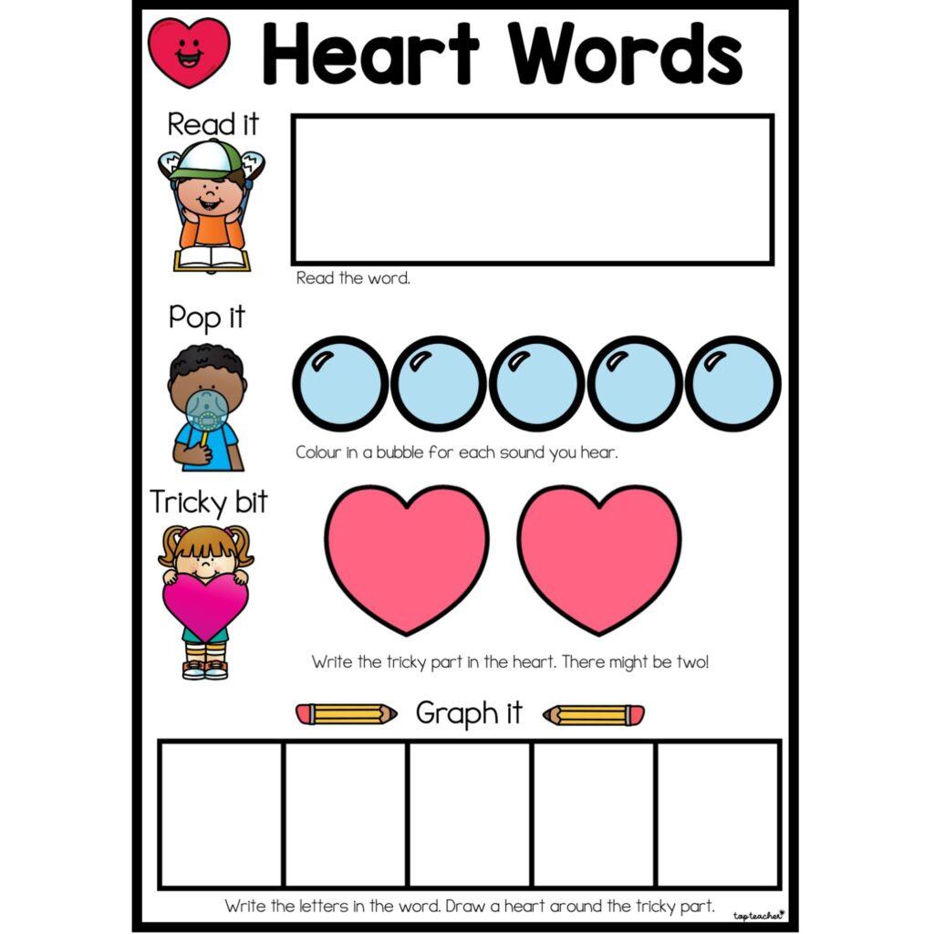Heart Words Work Mats Top Teacher