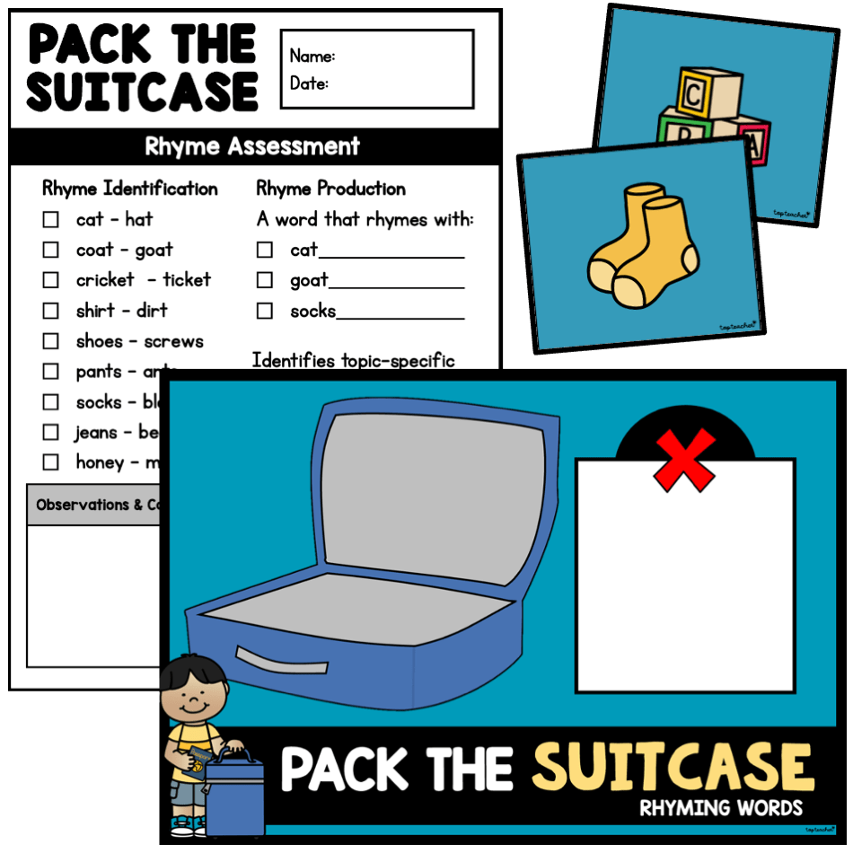 Pack the Suitcase Rhyming Words top teacher