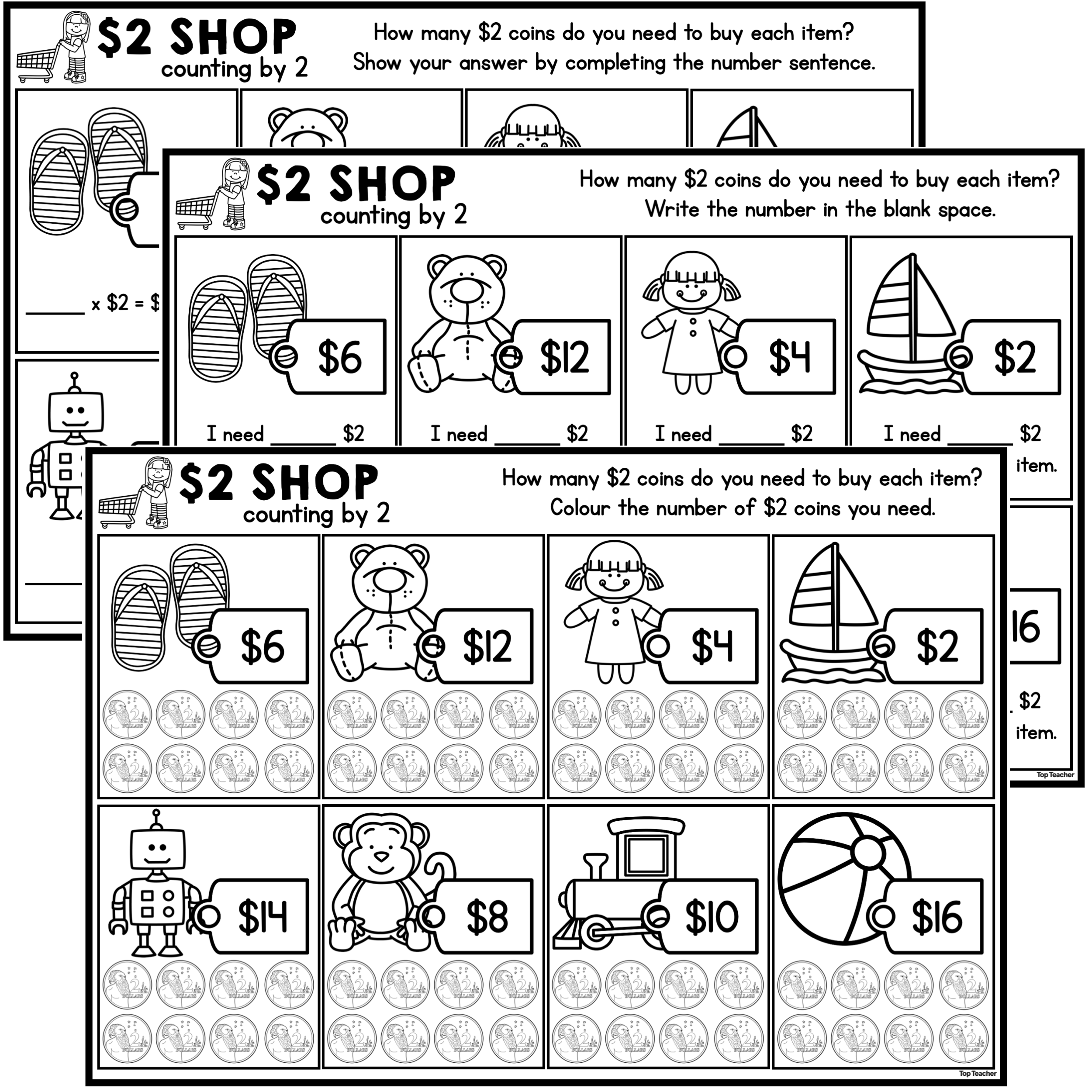 Counting by 2s At the $2 Shop top teacher