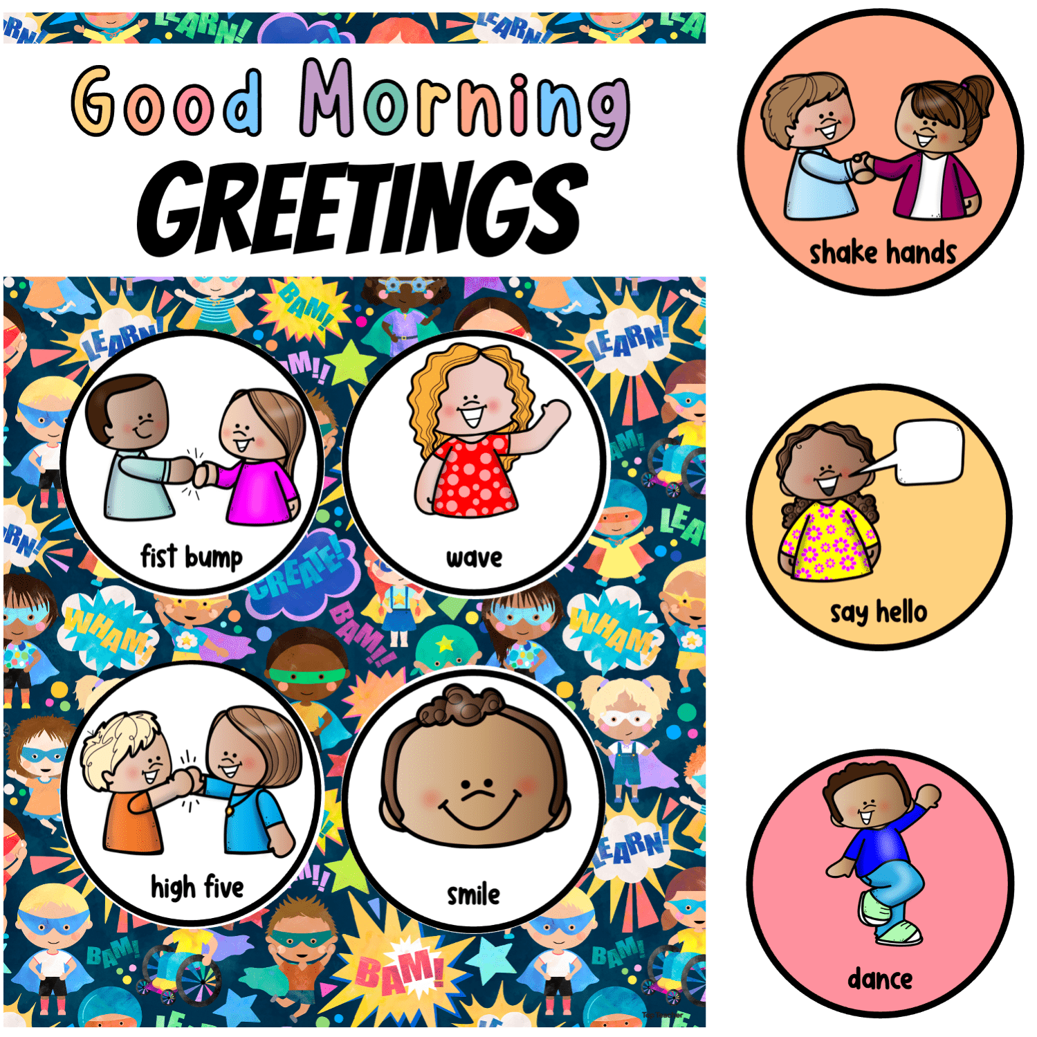 Morning Welcome Chart Hero Kids - Top Teacher