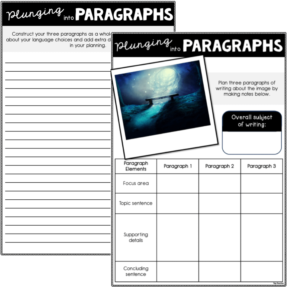 Plunging into Paragraphs Writing Prompt Worksheets Top Teacher