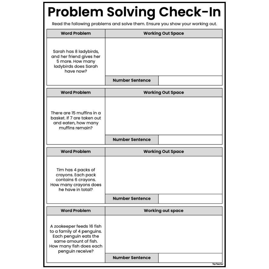 Updated Problem Solving Check In Assessment tt