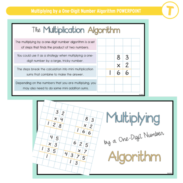 Multiplying by a One-Digit Number Algorithm POWERPOINT - Image 2