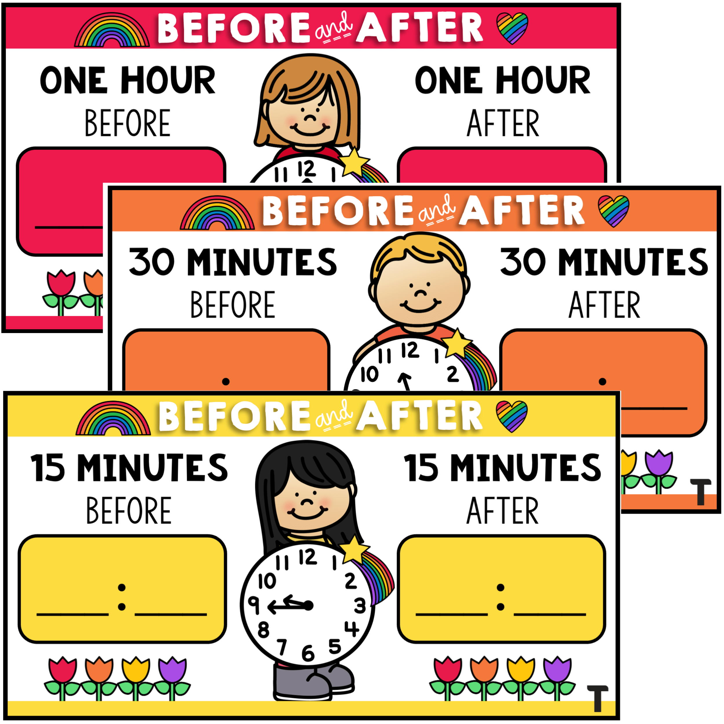Telling Time Task Cards Before & After top teacher