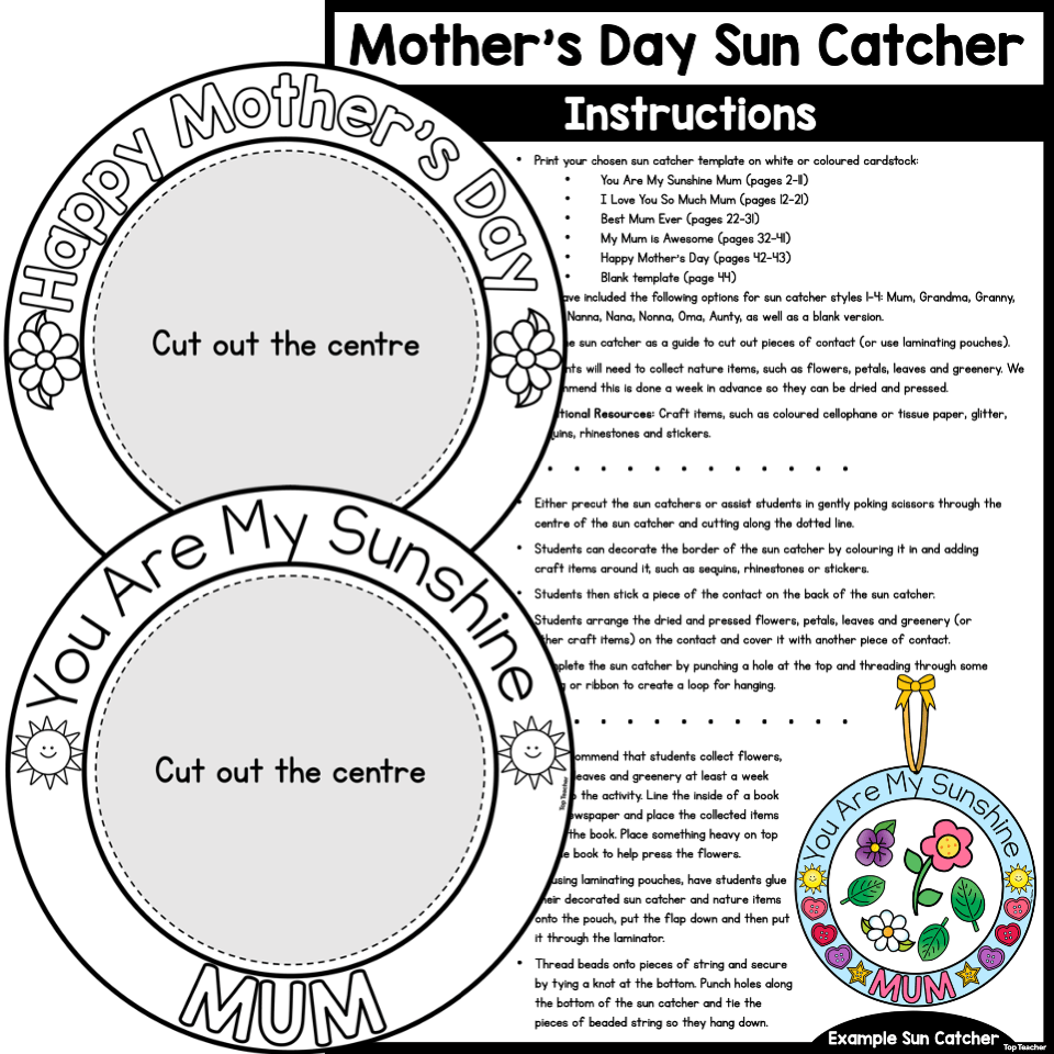 ' Day Sun Catcher Craft top teacher