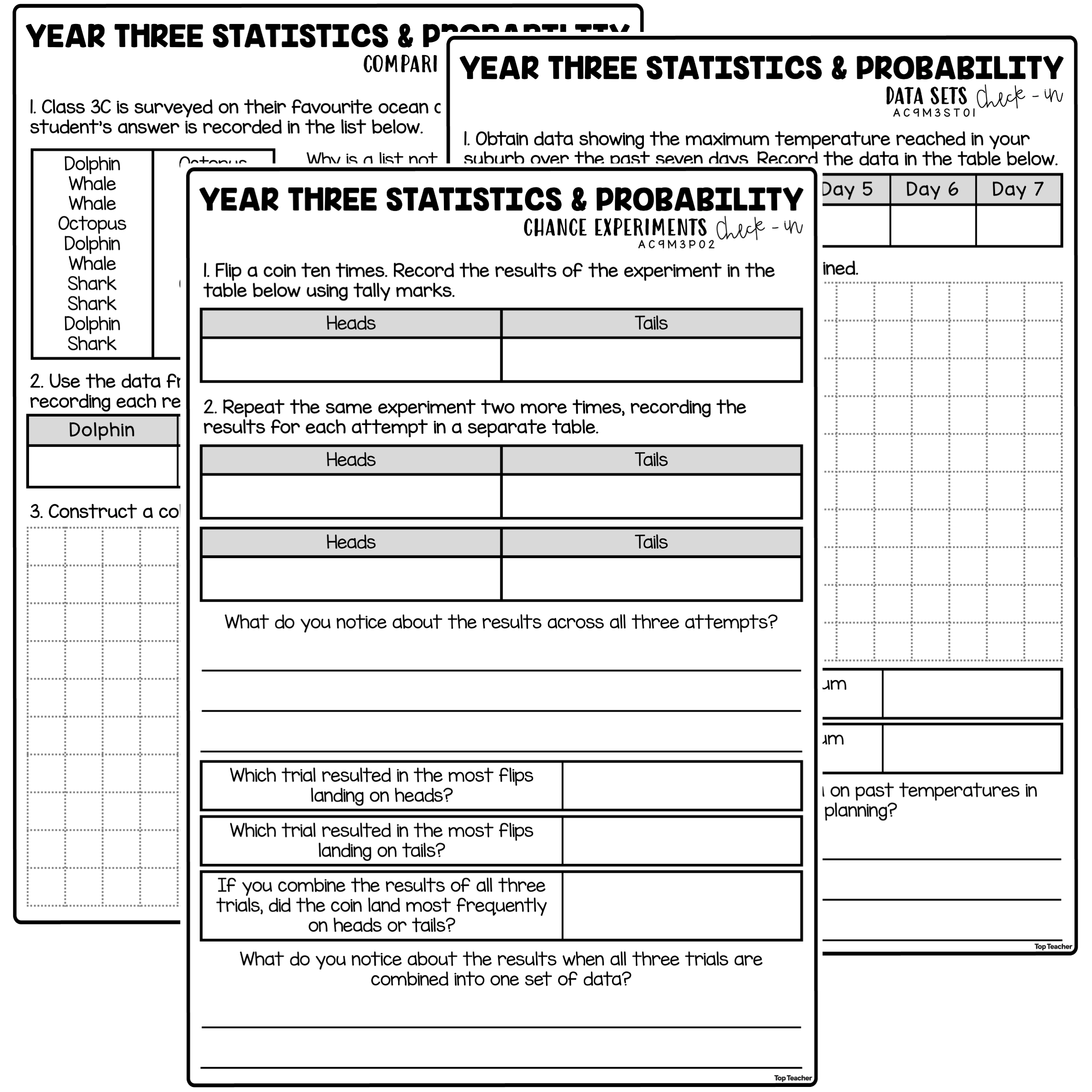 Year 3 Semester 1 Statistics Assessments top teacher