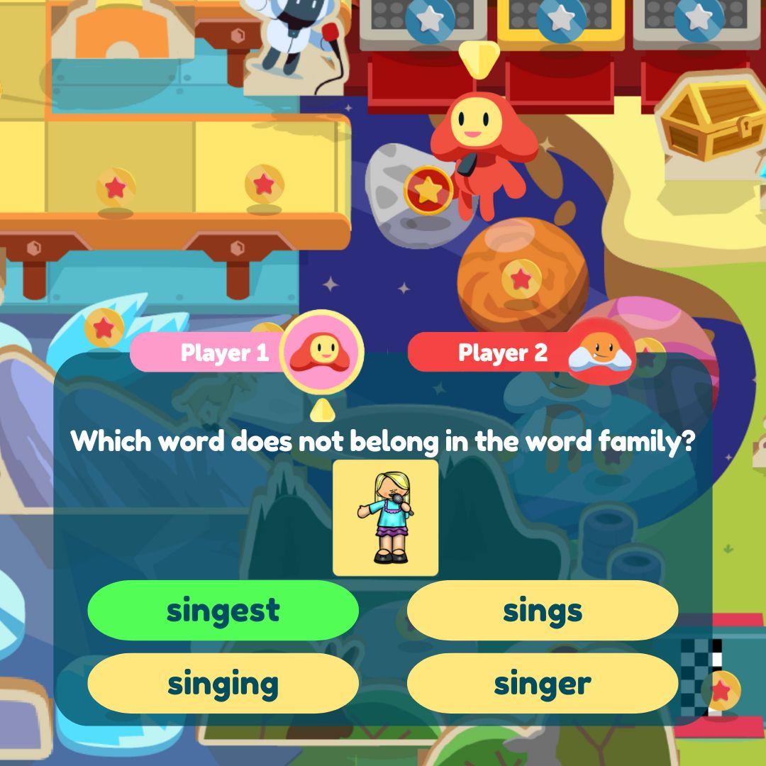 Which word does not belong in the word family let s roll top teacher
