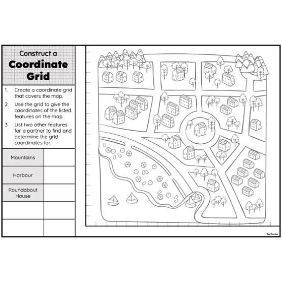 Construct a Coordinate Grid Town Worksheet Top Teacher