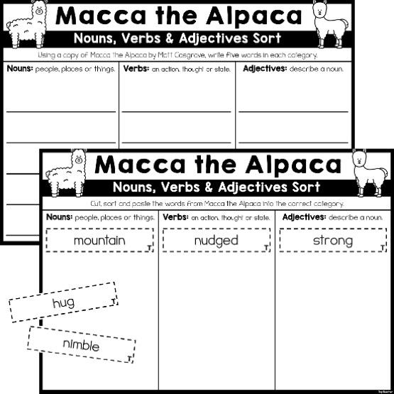 Macca the Alpaca Nouns, Verbs & Adjectives top teacher
