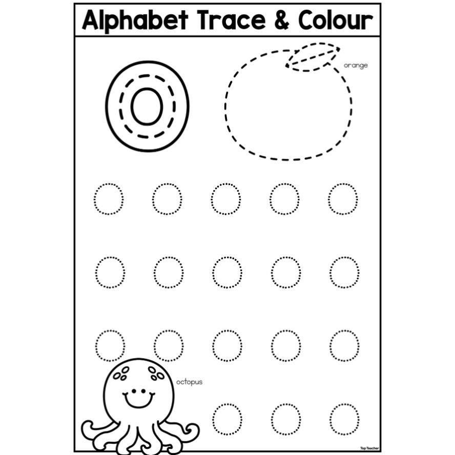 Alphabet Trace & Colour Worksheet - Letter o Top Teacher