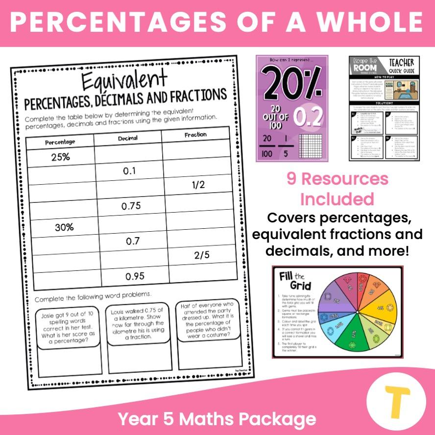 Year 5 Percentages Package top teacher