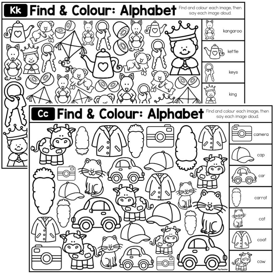 Find & Colour Alphabet Worksheets top teacher