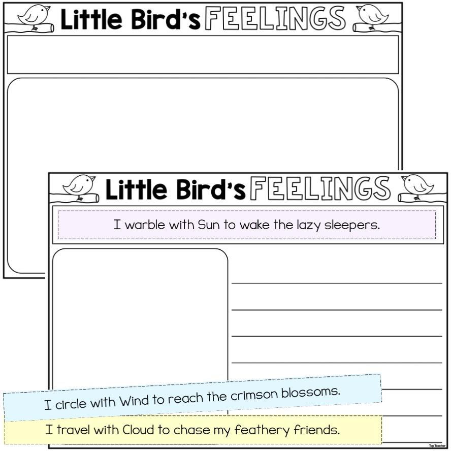 Little Bird's Feelings Worksheet top teacher