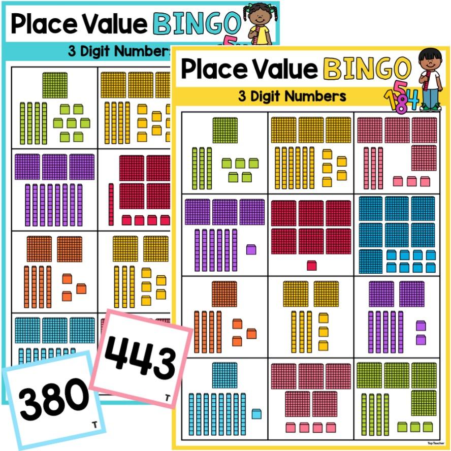 Place Value Bingo - 3 Digit Numbers top teacher