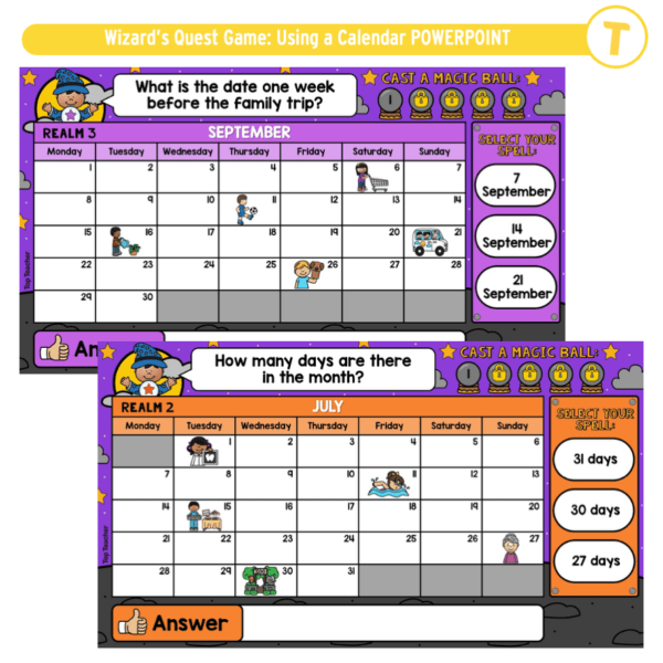 Wizard’s Quest Game: Using a Calendar POWERPOINT - Image 3