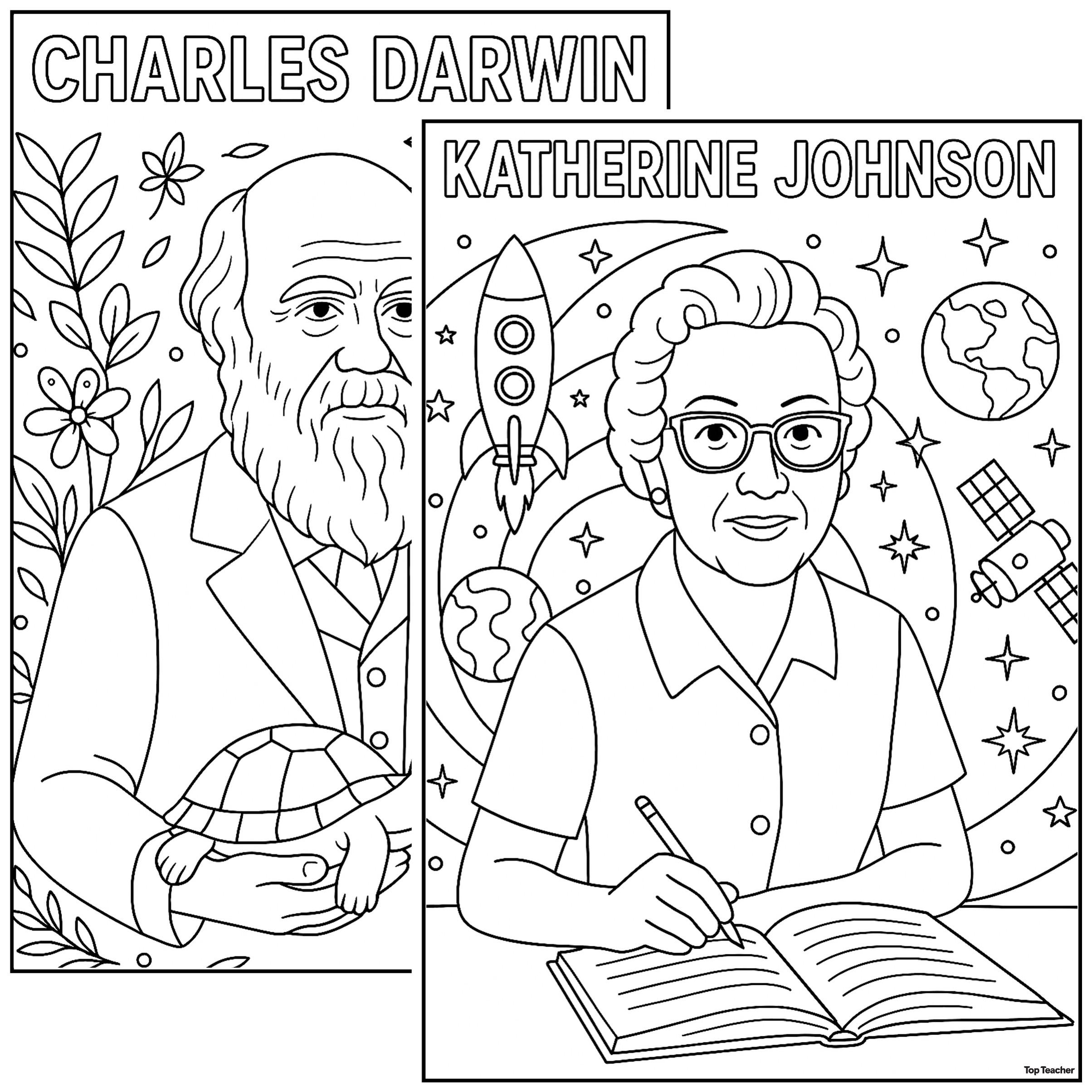 Famous Scientists Colouring Pages Cover Image TT