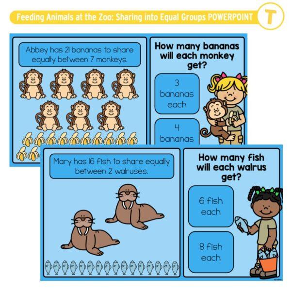Feeding Animals at the Zoo: Sharing into Equal Groups POWERPOINT - Image 3