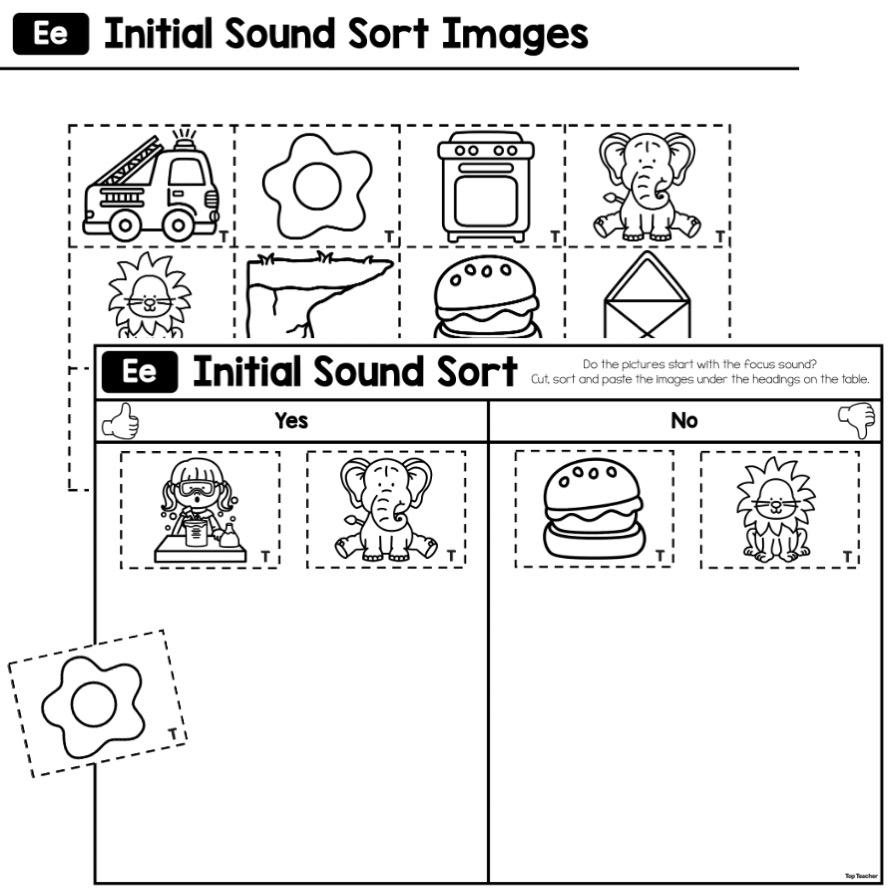 Initial Sound Sort Letter E Cover Image