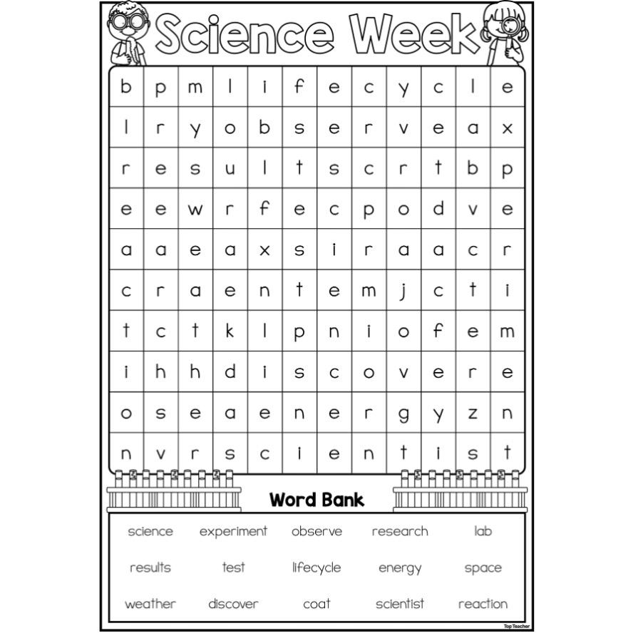 National Science Week Word Search Worksheets Top Teacher