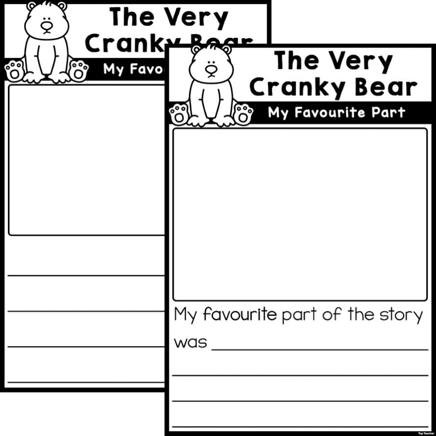 The Very Cranky Bear Book Review Worksheets Favourite Part Cover Image