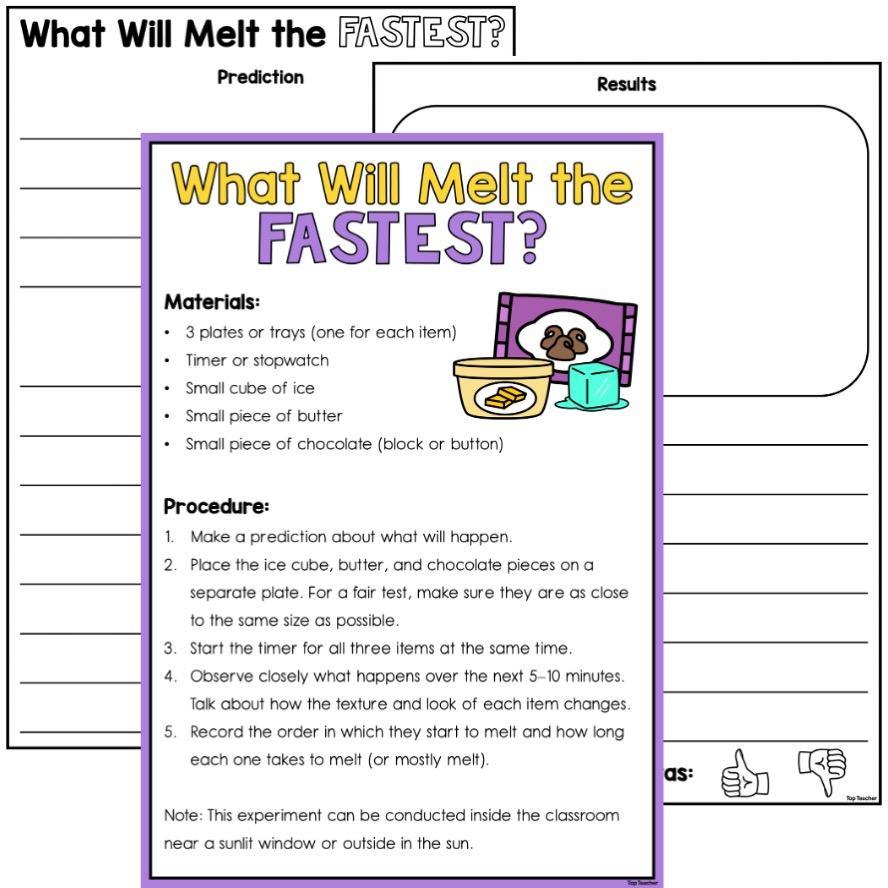 National Science Week - What Will Melt the Fastest Experiement Top Teacher