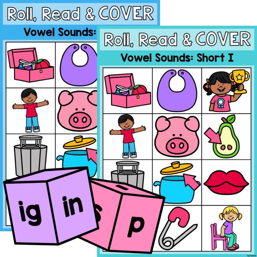 Roll, Read & Cover Game Short I Cover Image Top Teacher
